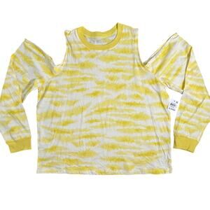 INC Intl Concept Earth Organic Cotton Cold Shoulder Tshirt Jungle Riff Yellow XL